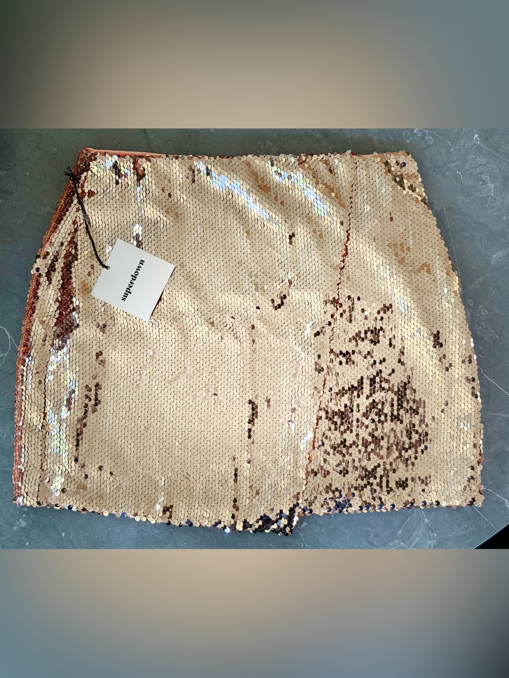 NWT superdown XS Sonya Rose Gold Wrap Sequin Mini Skirt from Revolve